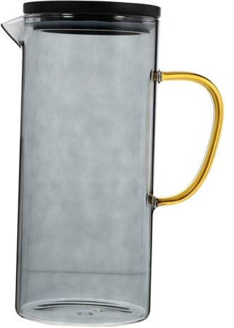 Warmhm Schwarze Karaffe Aus Glas Mit Deckel – 1-5L Für Heißes Und Kaltes Getränk - Ideal Für Tee Saft Und Wasser – Elegantes Design Für Jeden Tisch