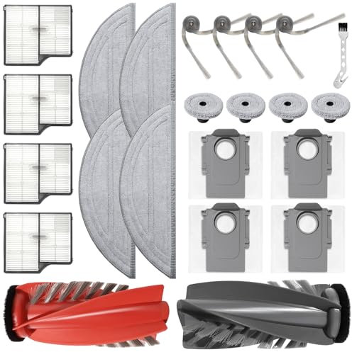 DianSung Accessori di ricambio per Roborock Saros 10 aspirapolvere robot,1 Spazzola a Rullo + 4 Panni + 4 Bordi Panni + 4 sacchetti + 4 spazzole laterali + 4 filtri + spazzola
