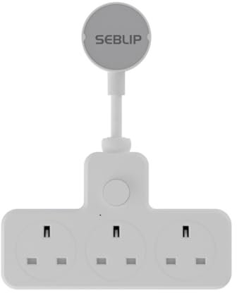SEBLIP 3 Way Plug Adapter UK with Smart Switch, 13A/3120W Multi Plug Socket Extension with Small Extension Lead, Hanging Outlet | Flat Head | Home Office Space-saving
