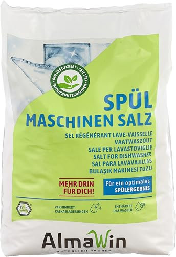 AlmaWin Öko Geschirrspülsalz 6x2kg, Kalkschutz für alle Spülmaschinen, Regeneriersalz, vegan