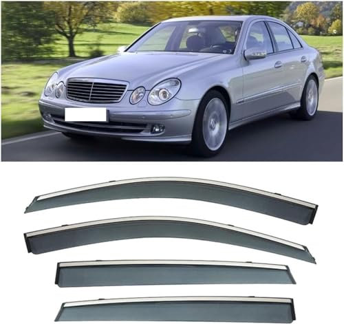YYlong Windabweiser Regenabweiser für Mercedes Benz W211 2002-2008 Sonnenblenden Regen Wetterschutz Luftabweiser Regenabweiser Seitenfensterabweiser