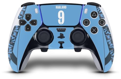 Head Case Designs Offizielle Manchester City Man City FC Erling Haaland 2024/25 Spieler Home Kit Vinyl Haut Gaming Aufkleber Abziehbild kompatibel mit Sony Playstation 5 PS5 DualSense Edge Controller
