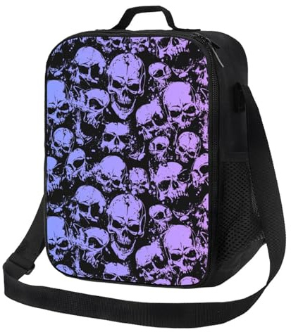 Gaakvrr Lonchera de calavera para niños, lonchera aislada para adultos, adolescentes y niñas, lonchera portátil reutilizable para niños, regalos de calavera