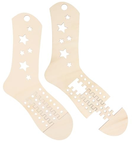 Holzsockenmodell 2 Stück für Socken Stricken Zubehör und Lagerpräsentation | Glatte Oberfläche, Robuste Kanten, Beige Ausführung, Formstabil zum Weben, Handgefertigt