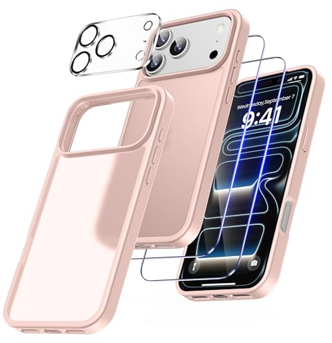 RFLLAO 4 in 1 für iPhone 17 Pro Hülle, osa | 2 Schutzfolie und 1 KameraSchutz, Integriertes Luftkissen, Stoßfest Kratzfest Weich TPU Handyhülle