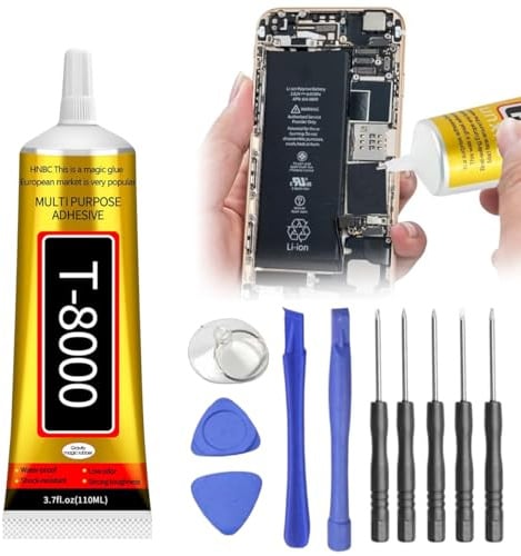T-8000 Handy-Display-Kleber 110 ml - T8000 Kleber mit Präzisions-Spitze für Smartphone Display Verwendung, inkl. 11-teiligem Reparatursatz für Elektronik & Tägliche Wartung