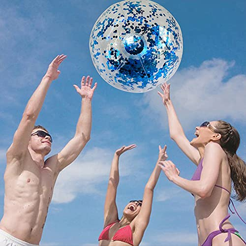 Naroote Hochwertiger 16-Zoll-Wasserball mit Glitzernden Pailletten, Wasserdicht und Langlebig, Geeignet für und Erwachsene, Golden/Silber/blau/roségold, für Pool- und Strandspaß (Gold)