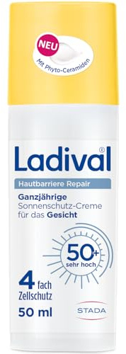 Ladival Hautbarriere Repair Sonnencreme Gesicht LSF 50, 50 ml | Regeneriert die Hautbarriere, Mit Präbiotikum & Phyto-Ceramiden, Feuchtigkeitscreme bei strapazierter Haut, Nicht fettend
