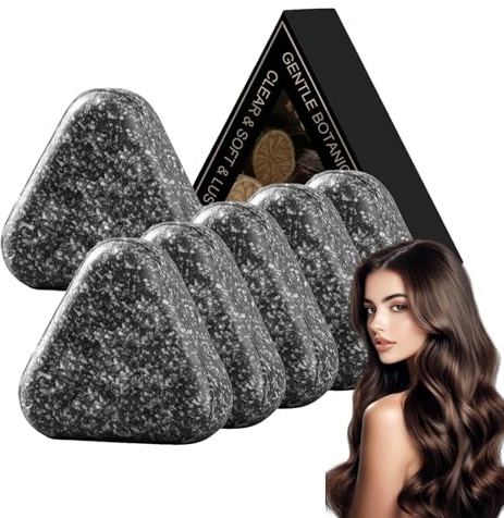 Black idratante Shampoo Bar, Herbal Solid Hair Cleanser, Polygonum Multiflorum & Ganoderma Lucidum Natural Plant Essence Soap, Natural Triangle Gentle Cleansing & Nourishing Scalp Care (6 pezzi)