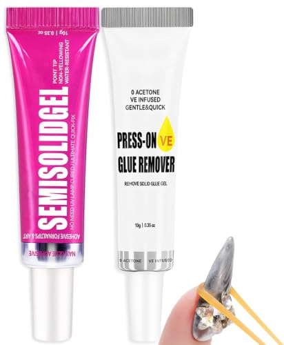 Strong Nail Glue Gel, No UV Lamp Needed, Fast-Drying In 15s For Press-On & False Nails, Includes Nail Remover, Long-Lasting Hold
