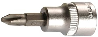 SW-Stahl S2229-PH1 Schraubendreheinsatz, 3/8 Zoll Antrieb, Kreuzschlitz PH1 | Bithalter Nuss aus Chrom-Vanadium-Stahl, 48 mm Länge, Matt Verchromt, Kreuz-Profil, 10 mm Innenvierkant-Antrieb