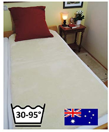 LANAMED 90 x 190 cm. Australische Komfort Bettauflage aus Ultra-dichter Schurwolle. Bequem, weich, atmungsaktiv, 30-95°C waschbar. Zur Dekubitusprophylaxe, bei Rückenschmerzen, Rheuma, Fibromyalgie