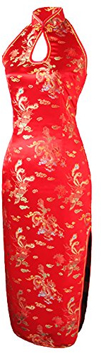 7Fairy Donna Rosso Schiena Nuda Matrimonio Cinese Abiti Lungo Drago Capestro Taglia IT 40