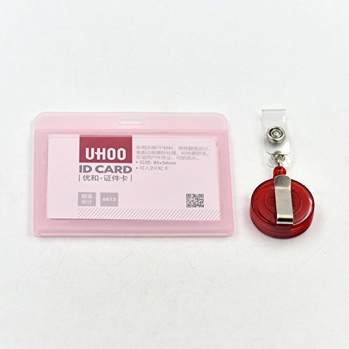 fujiyuan Spule 5 PCS Horizontal Hard Kreditkarten Badge ID Halter einziehbar Yoyo Card WxL: 78mmx 98mm Clean Red