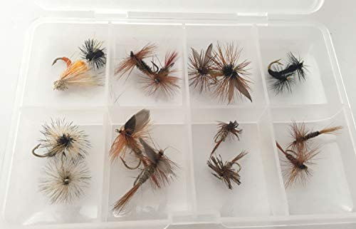 Fliegen Angeln Fluss und Stream Selection Set 16-Fliegen mit freien Clip Shut Box für Fliegenkasten für Forellen Pack # 335,
