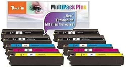 Peach H970/971 10er-Pack Druckerpatronen XL (4xBK, 2xC, 2xM, 2xY) ersetzt HP No. 970XL, No. 971XL, CN625A, CN626A, CN627A, CN628A für z.B. HP OfficeJet Pro X 476 dw, HP OfficeJet Pro X 576 dw