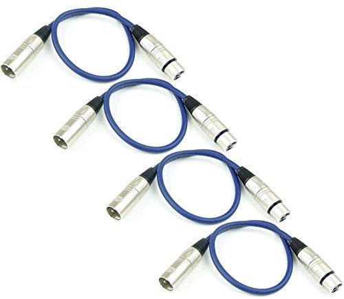 Adam Hall Cables 4 Stück K3MMF0050BLU Mikrofonkabel XLR female auf XLR male DMX Audio Kabel 3 pol polig (0,5 m, Blau, 4)