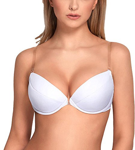 Vivisence Eve 1012 Elegante Reggiseno Push-Up Uniforme con Schiena Scoperta, Bianco,2B