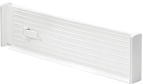 mDesign 4er-Set verstellbare Schubladeneinsätze – praktische Schubladentrenner aus Kunststoff – Besteckeinsätze für die Küchenschublade – auch für den Anrichten geeignet – weiss