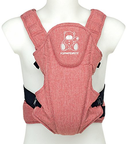 Foppapedretti Marsupio Porta Bimbo Marsupi8, bambini da 3.5 a 9 Kg, rinforzo lombare, spallacci imbottiti, fibbie laterali, utilizzabile fronte genitore/strada riduttore primi mesi incluso,Jeans Rosso