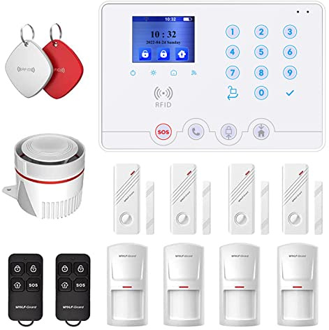 Wolf Guard W4Q Smart Alarm Home Security System | 4G+WiFi, Android App Control, LCD Screen
