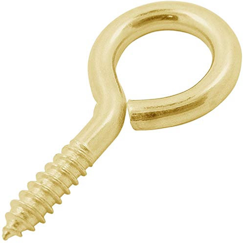 Eye Screws Hooks Bolt Vine Small Bulk Hardware Heavy Duty 25 mm / 1 Inch 25 pcs Pack Metal Shape Self Tapping Ring Brass Colour Brassed Plated Eyelet Screw Shape Axe Sickle Outdoor Indoor