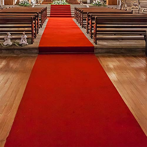 Floordirekt Gangläufer 100 x 5000 cm, Rot 400 - Hochzeitsläufer - Hochzeitsteppich - Premium Teppichläufer - Messeteppich - VIP Eventteppich
