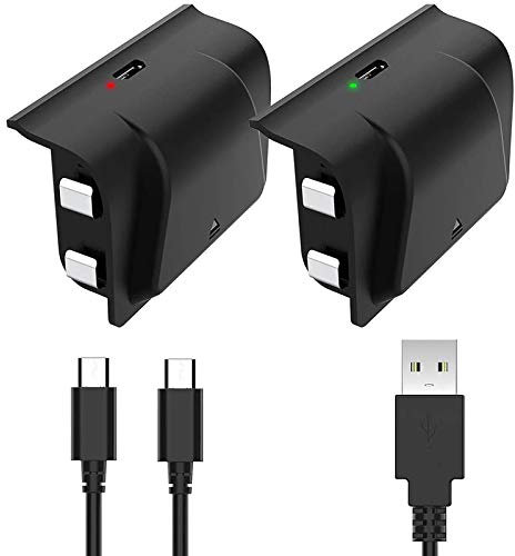 Kit de Batteries et Câble pour Manette sans Fil Xbox One, Batteries Rechargeables de 2 Pack 1200mAh pour Manette sans Fil Xbox One/One S/One X(Ne Convient Pas au contrôleur Xbox Series X/S)