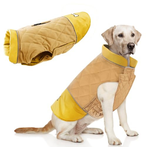 Idepet Winddichter Hundemantel Winter Warme Jacke,Anti-Schneeanzug Hundebekleidung für kleine mittelgroße Hunde mit Geschirrloch Blau Rosa Grau