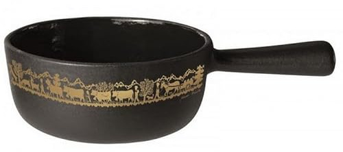 Stockli emaillierter fonduetopf aus gusseisen 18 cm gold 7218.14aa