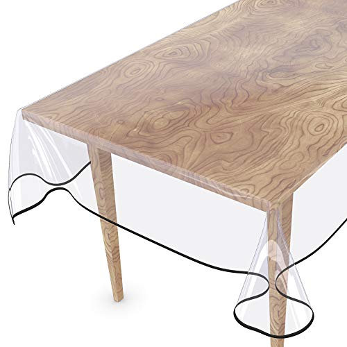Tischdecke Transparent abwaschbar Durchsichtig Folie mit Saum in Schwarz 260x140cm 0,5mm