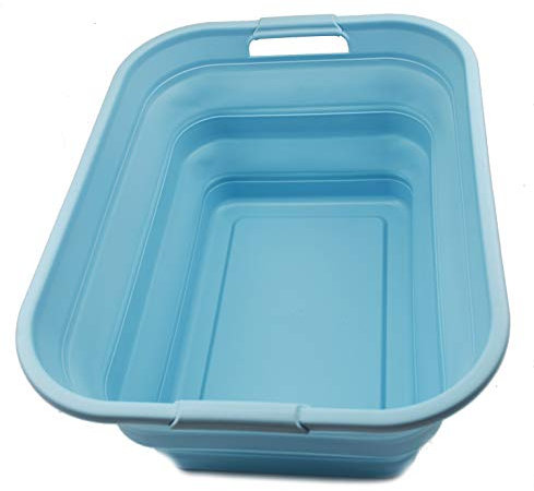 SAMMART 42L Zusammenklappbarer Wäschekorb aus Kunststoff - Zusammenklappbarer Aufbewahrungsbehälter/Organizer - Tragbare Waschwanne - Platzsparender Korb/Korb (Seeengel, 1)