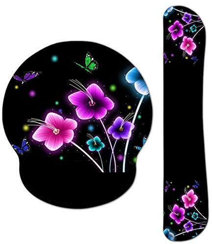 AORTDES Ergonomic Keyboard Mouse Pad Wrist Rest Support Set for Laptop/Computer/Desktop,Memory Foam Hand Rest Wrist Cushion for Gaming/Office,Lightweight Comfortable & Pain Relief (KWRP-17)