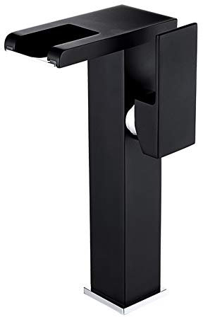 Robinet Salle De Bain，LED Robinet Lavabo Cascade，Robinet D'eau Chaude Et Froide à Levier Unique Noir Moderne Robinet De Lavabo Monotrou En Cuivre, Adapté Aux Toilettes Et à La Salle De Bain