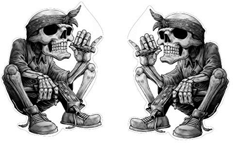 XL Skull Skelett Aufkleber Set 2 Stück Sticker Rap Musik Schädel Rapper Cool Bandana Zigarre ca. 30x22 cm