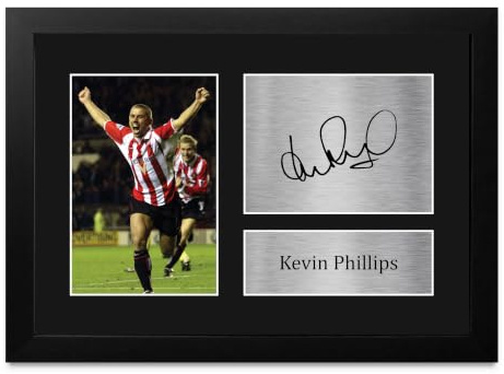 HWC Trading FR A4 Kevin Phillips Sunderland Gifts gedrucktes signiertes Autogrammbild für Fans und Fans, A4, gerahmt