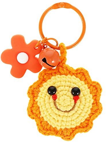 Amosfun Schlüsselanhänger Gestrickte Süß Sonne Geflochtene Schlüsselring Schlüsselbund Schlüsselketten Tasche Geldbörse Anhänger für Geburtstag Geschenkidee Orange