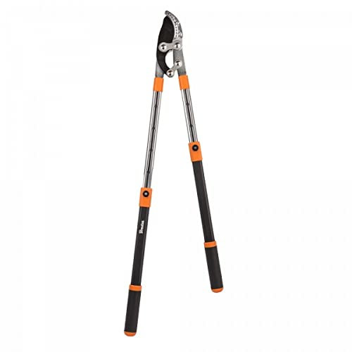 R.G. Astschere Getriebeastschere Gartenschere Astschere Teleskop 69-104cm Amboss Klinge Astschneider Baumschere, Schwarz/Orange/Silber