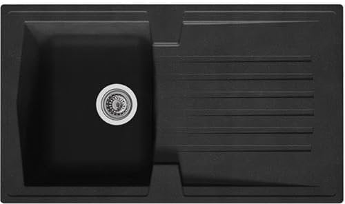 Liquida AR10BL 1.0 Bowl Composite Reversible Inset Black Kitchen Sink with Waste