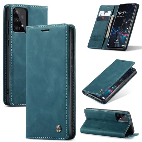 König Design Handyhülle für Samsung Galaxy A33 5G Hülle Premium Kunst-Leder Klappbar Flip Case Magnet Kartenfach Standfunktion Tasche Schutzhülle für Samsung Galaxy A33 5G (Blaugrün)