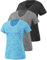Star Vibe 3 Pack Women's Short Sleeve Dry Fit T-Shirts Moisture Wicking Athletic V-Neck Gym Tee Exercise Yoga Tops Black/Gray/Blue L