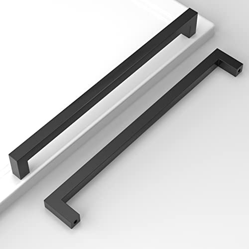 Amerdeco 10 Piezas Tiradores de Cocina 256mm Negro Para Armarios y Cajones - Manillas de Acero Inoxidable Para Muebles y Puertas - Modelo 6003