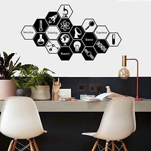 Vinyl Science Icons Decal Wall Art Science Sticker Home Wohnzimmer und Science Lab Dekoration Abnehmbar 42x24cm