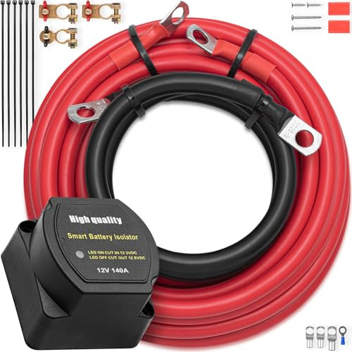 Mata1 - Dual Battery Isolator Kit - 12V 140Amp - IP-67 Waterproof Rating - VSR Voltage Sensitive Relay - Smart Car Charger for All Automotive Land or Marine Vehicles