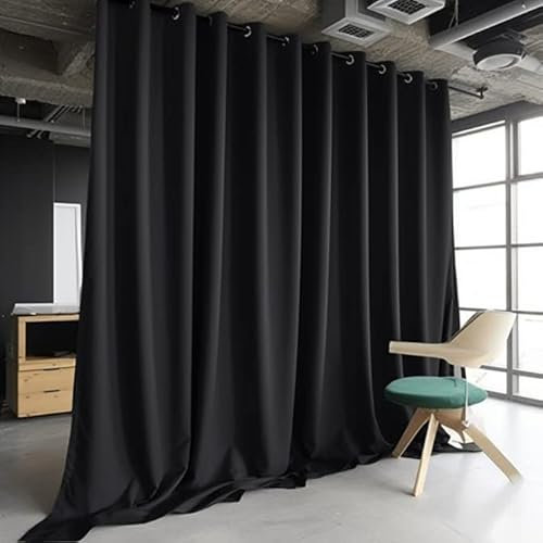 PANOVOUS Raumteiler Vorhang Sichtschutz Verdunkelung Thermoisolierte Trennwände Vorhänge für Schiebetür 180W x 108L Zoll 1 Panel Schwarz
