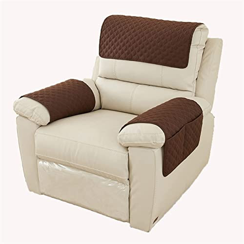 GIINO Sofa-Armlehnenbezug, Kopfstützenbezug Für Liegestuhl-Armlehnenbezug, Sessel-Schonbezug, Rutschfester, Gesteppter Möbelschutz Für Haustiere, Ledersofa, Couch (2-Sitzer- | 4 STK,Kaffee)