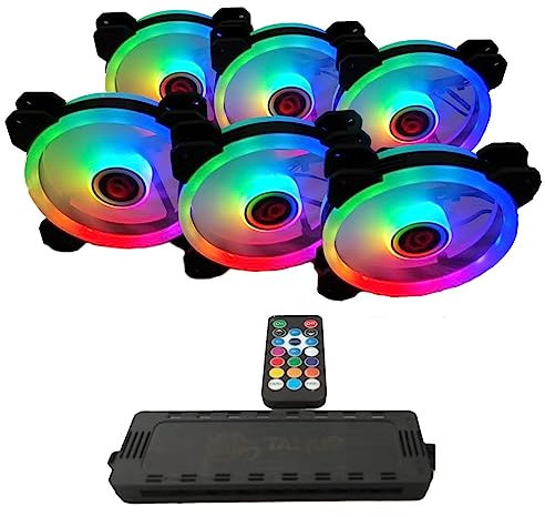 Talius Iris Spectrum ARGB/Cronos Lüfter 120mm Sweep-Effekte Puls Spirale Doppelring LED Anschluss 6 Pin (6 FAN BLK + CENTRALITA)