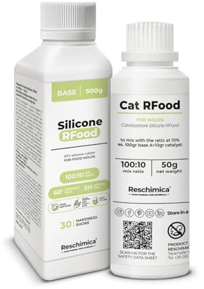 Gomma siliconica alimentare R FOOD | Stampi per alimenti Fai da Te | Silicone atossico Certificato | Facile da usare a casa | Per cioccolatini, pasta di zucchero, ghiaccio o waffle o altro (500 gr)