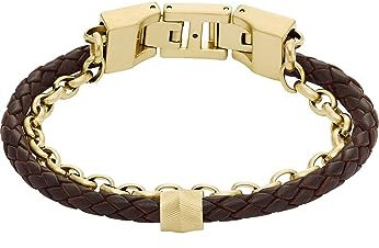 Fossil Herrenarmband, All Stacked Up Lederarmband, L: 219mm, B: 12.5mm