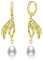 Schädel Ohrringe Sterling Silber Skelett Hand Gold Dangle Ohrringe mit Perlen Gotik Schädelschmuck Geschenke für Frauen Mädchen